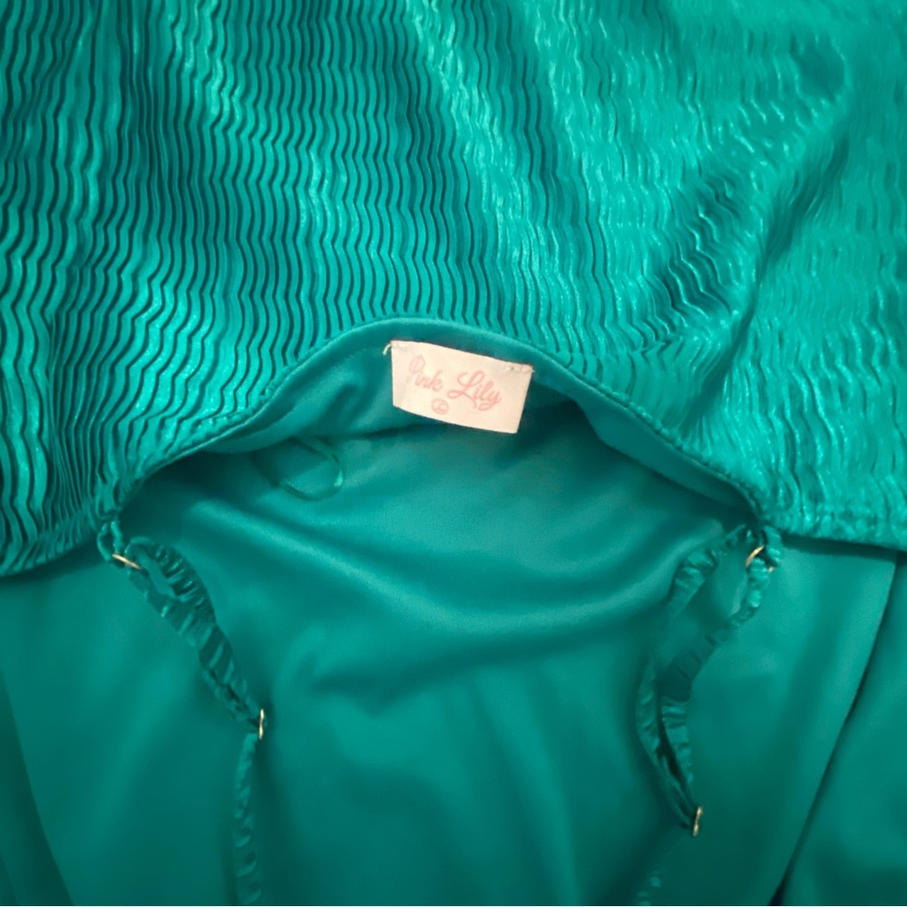 Pink Lily Teal Pleated Midi Dress - Size Large - Picture 8 of 10